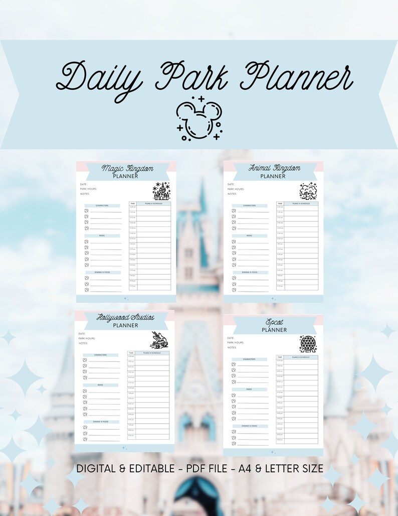 WDW Theme Park Planner Template, WDW Planning Editable Template, WDW ...