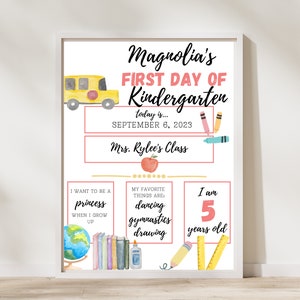 Editable First Day of School Printable Sign,  Details Keepsake Photo, Back to School Digital File, EDITABLE TEMPLATE