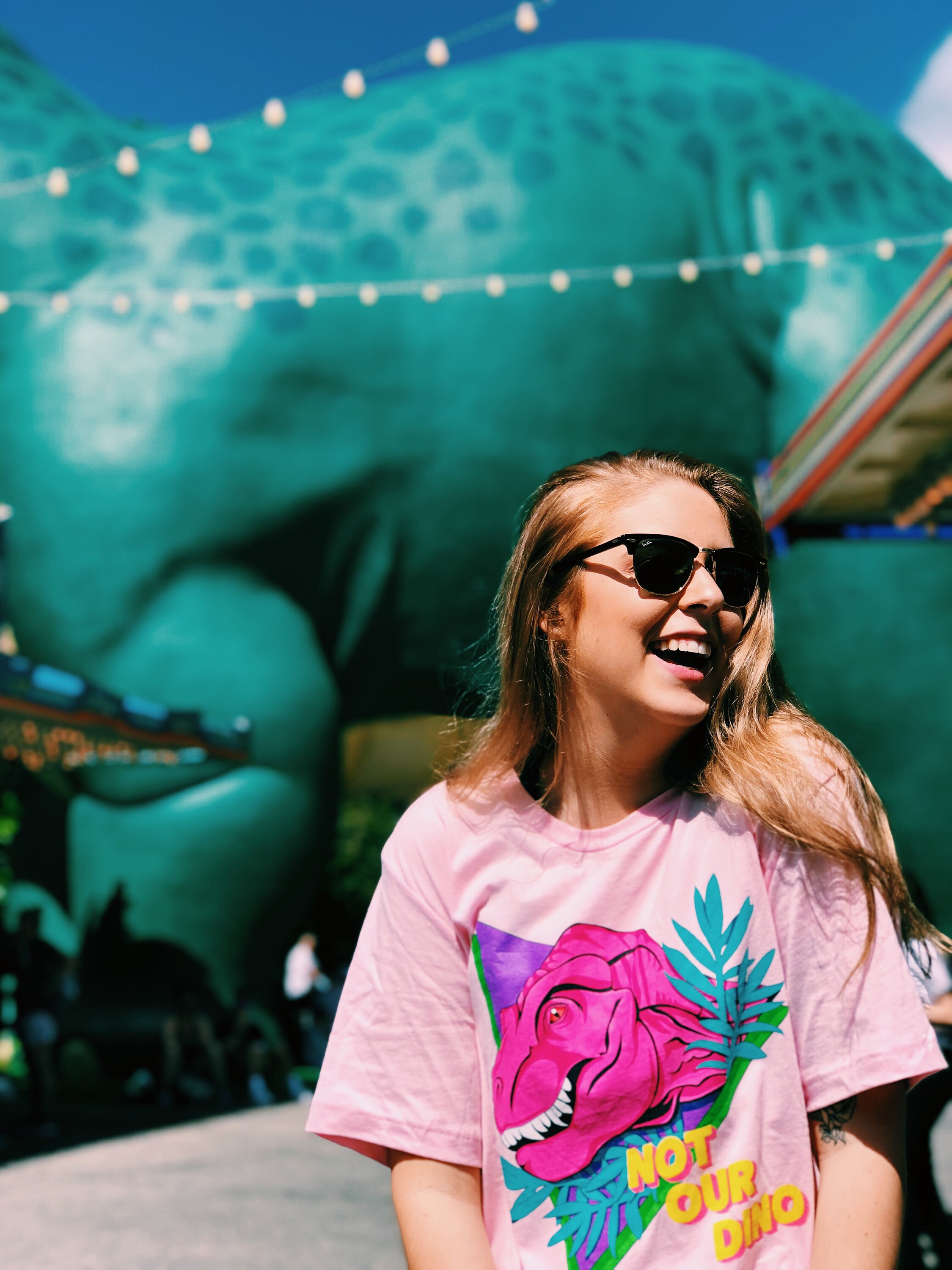 Not Our Dino Unisex Pink Tee Dinosaur 