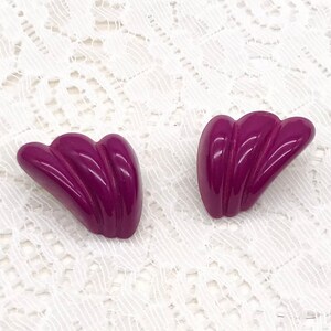 Vintage Clip On Earrings Silver Toned With Purple Triple Teardrop Design Used