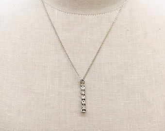 Vintage 16" Necklace Silver Toned With Rhinestones Used