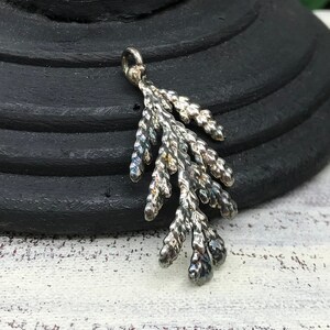 Vintage Pendant Silver Toned Fern Moss Branch Used