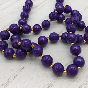 Vintage Necklace Gold Toned And Purple Beads 22&quot; length