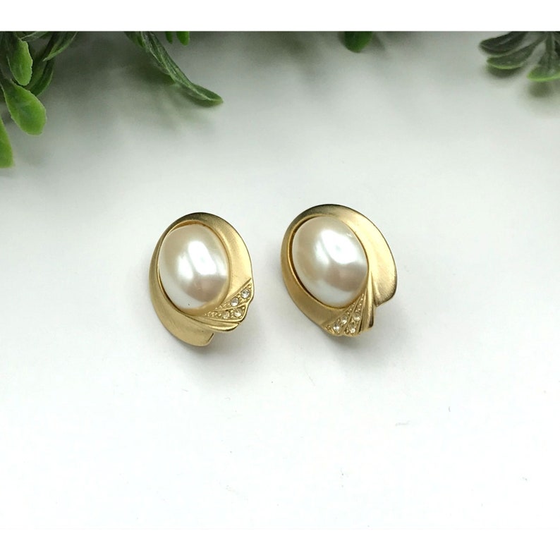 Vintage Clip on Earring Faux Pearl Center With Gold Accents Etsy