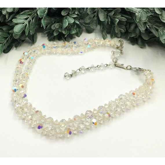 Vintage necklace double strand Iridescent aurora … - image 1