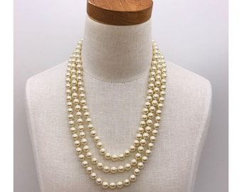 Vintage Necklace 3 strand pearl necklace by JBK Jaqueline Kennedy