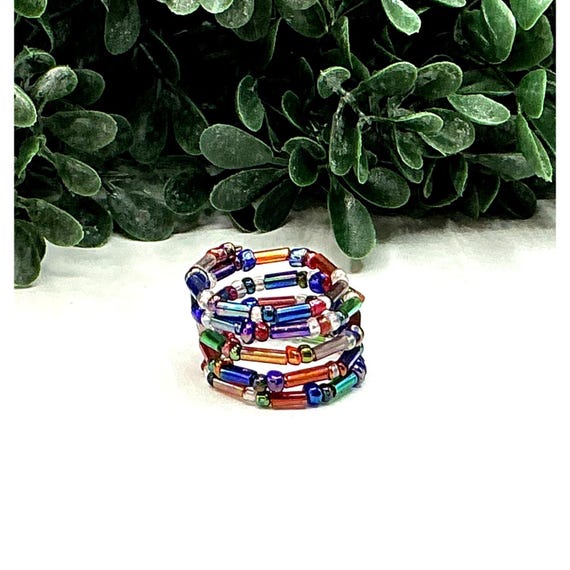 Multi-Colored Seed Beaded Ring - image 2