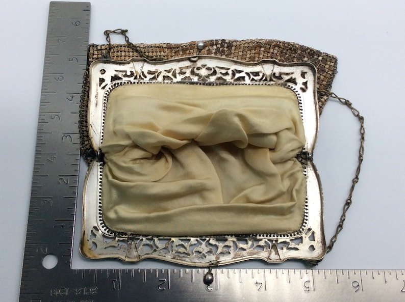 Vintage Purse 5x5 Brown Spotted Metal Mesh Used
