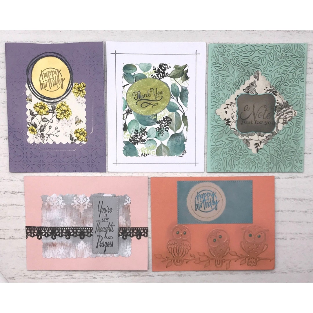 Greeting Cards Set (5) Handmade Assortment Blank Inside Vintage/shabby ...