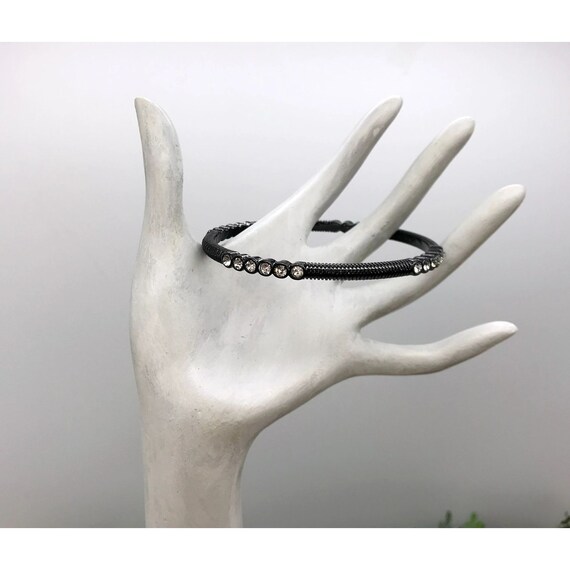 Bangle bracelet black finish withe Rhinestone acc… - image 4