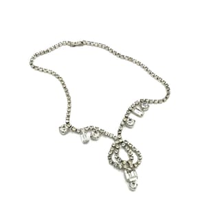Vintage Necklace Silver Toned With Rhinestones 15&quot; length