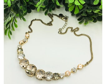 Vintage Necklace champagne gems in gold tones 16" L by Loft