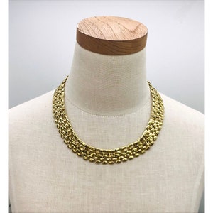Vintage Necklace Gold Toned Wide Mesh Links 18&quot; length