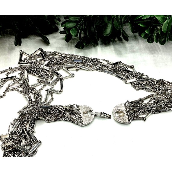 Silver Multi-Strand Layered Statement Necklace Wi… - image 7