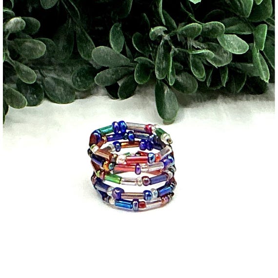 Multi-Colored Seed Beaded Ring - image 3