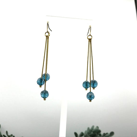 Dangle Earrings With Triangular Design Gold Tone … - image 4