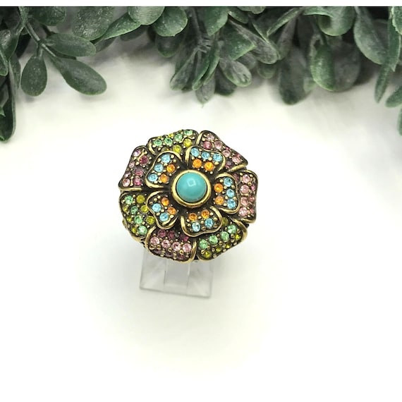 Heidi Daus Statement ring multi color rhinestones… - image 1