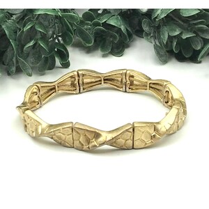 Vintage Gold Tone Textured Bracelet Stretch by Lia Sophia * see notes