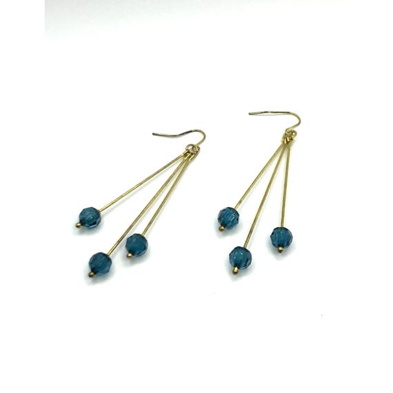 Dangle Earrings With Triangular Design Gold Tone … - image 1