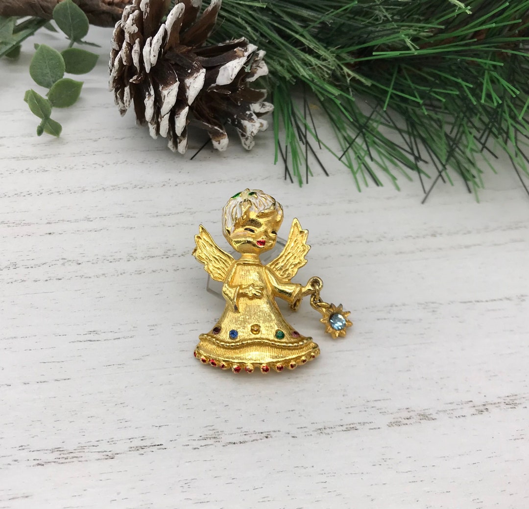 Vintage Angel Pin Gold Tones - Etsy