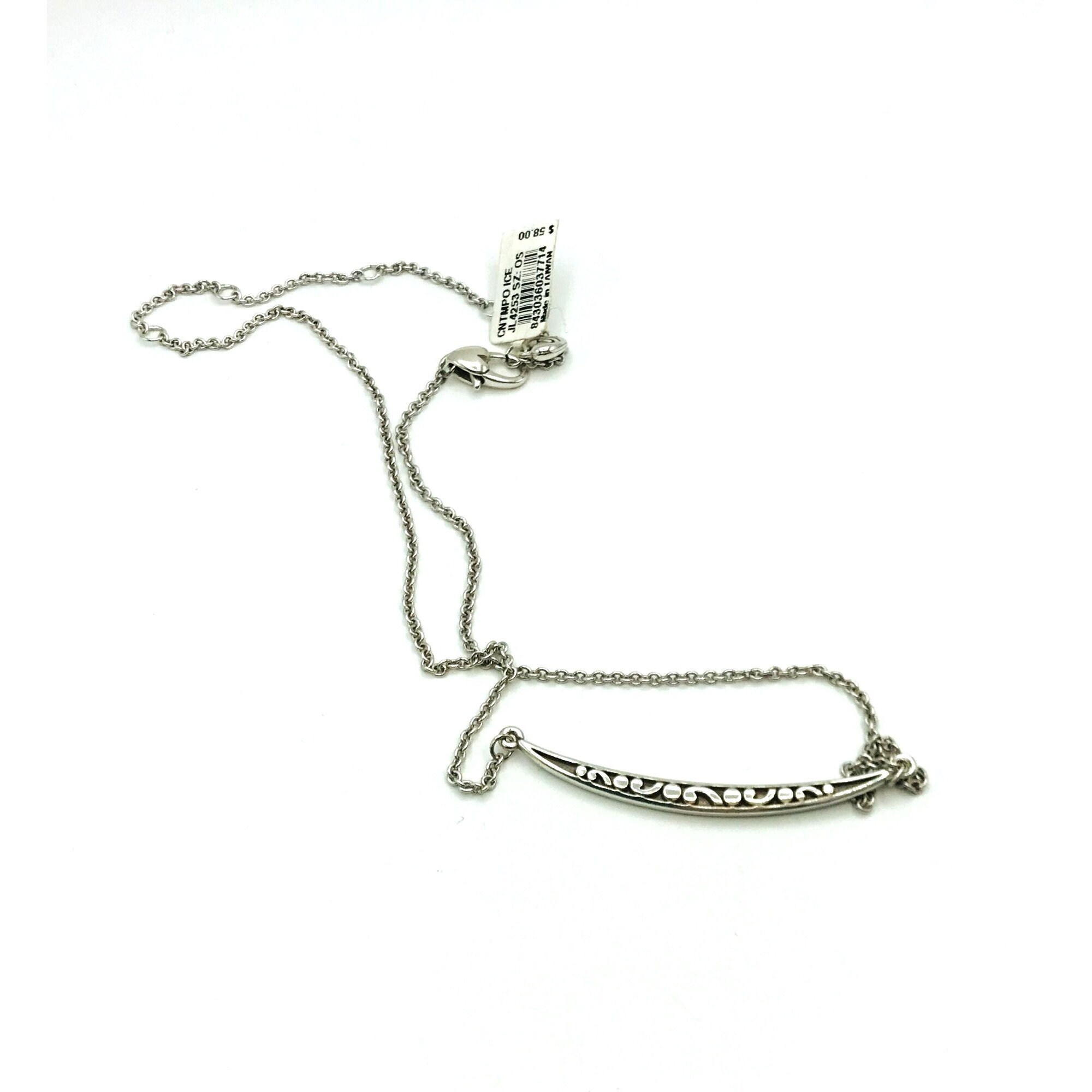 Vintage Necklace Silver Tone With a Bar Pendant Multi Color Rhinestones ...
