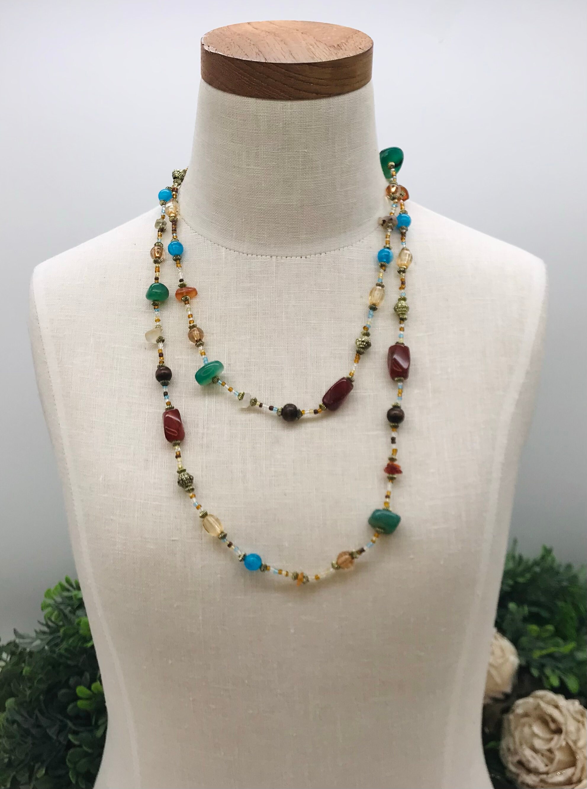 Buy Contemporary Multi Color Beaded Necklace With Pink Tourmaline Online