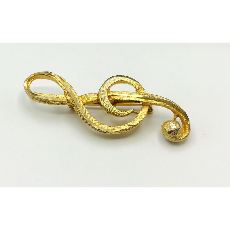 Vintage Treble Clef Brooch Gold Tone - Etsy