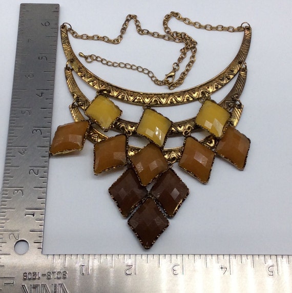 Vintage 16"-18" Necklace Gold Toned Bib Style Wit… - image 3