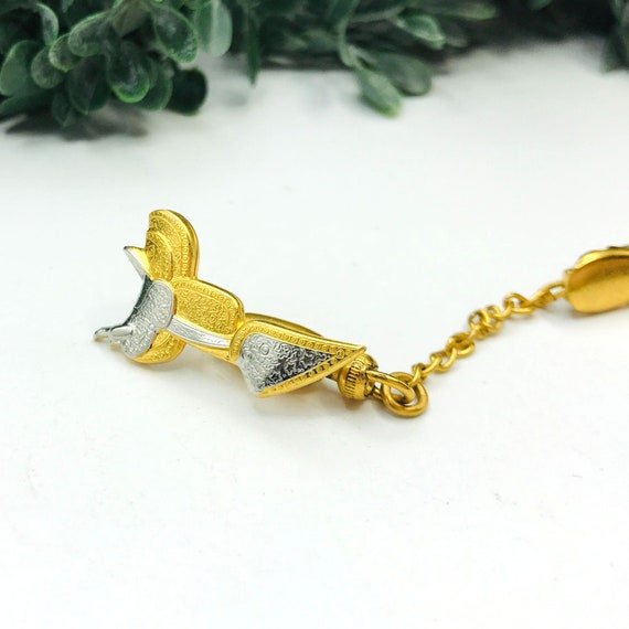 Vintage tie tac gold silver tone saddle by hickok usa
