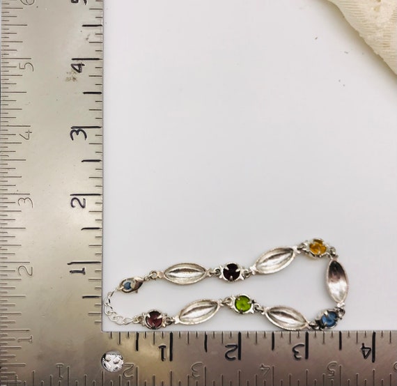 Vintage bracelet silver tone with multi color sto… - image 7