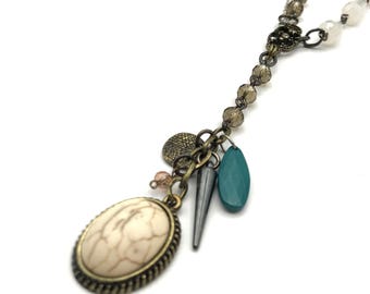 Multicolor Boho Layered Necklace With Charms & Beads