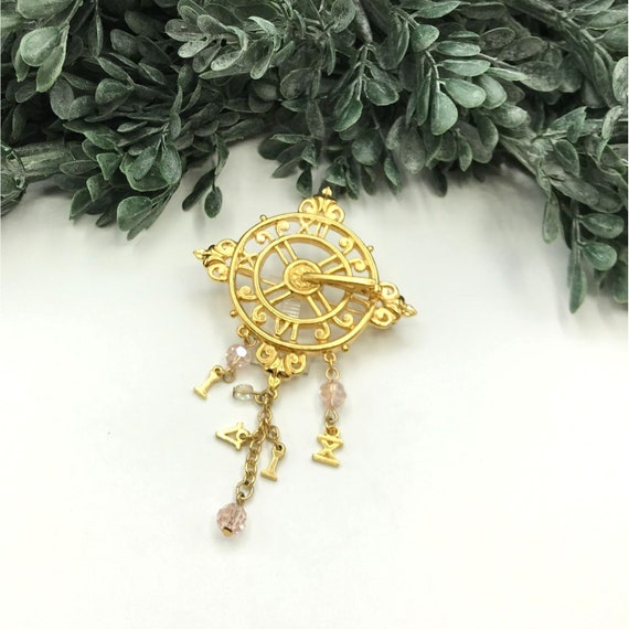 Vintage brooch enchanted garden gold tone by Kirks Folly