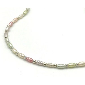 Vintage Necklace With Pearly Pastel Beads Pink Green And White 19&quot; length