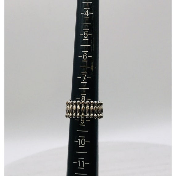 Vintage Statement ring silver tone square clay pr… - image 5