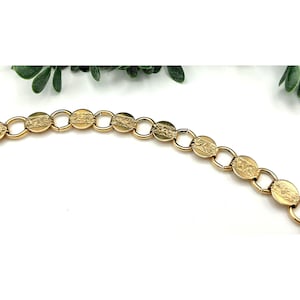 Gold-Tone Link Bracelet With Textured Oval Details and Secure Clasp - Sarah Coventry Vintage Jewelry Piece