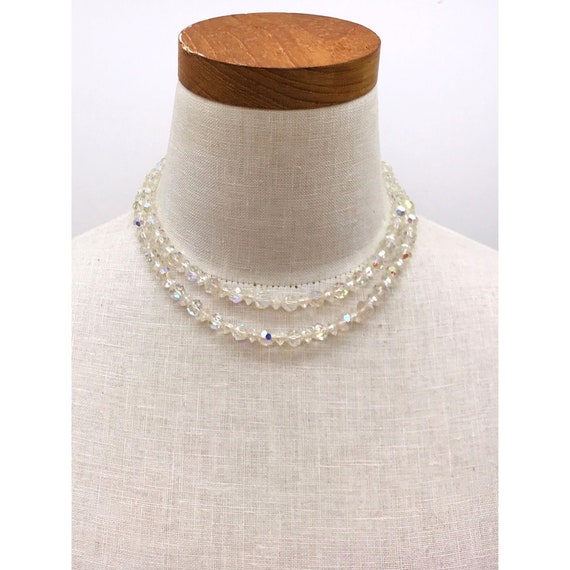Vintage necklace double strand Iridescent aurora … - image 4