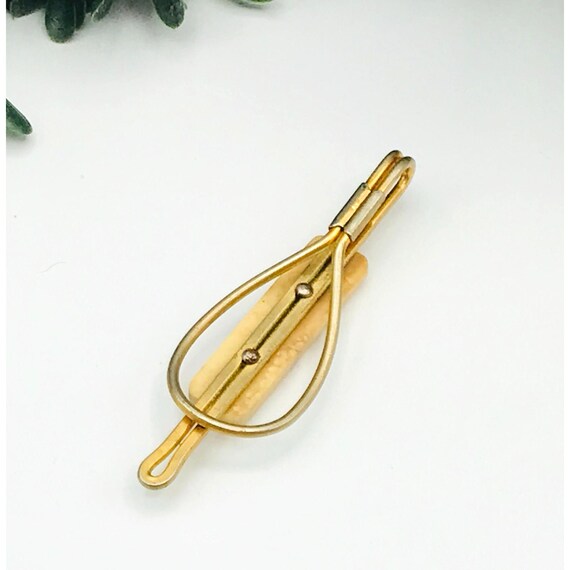 Vintage Gold-Tone & Faux Wood Tie Bar View 3