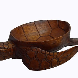 Turtle Bowl  Extra Large Hand Carved Mahogany Wood Nautical