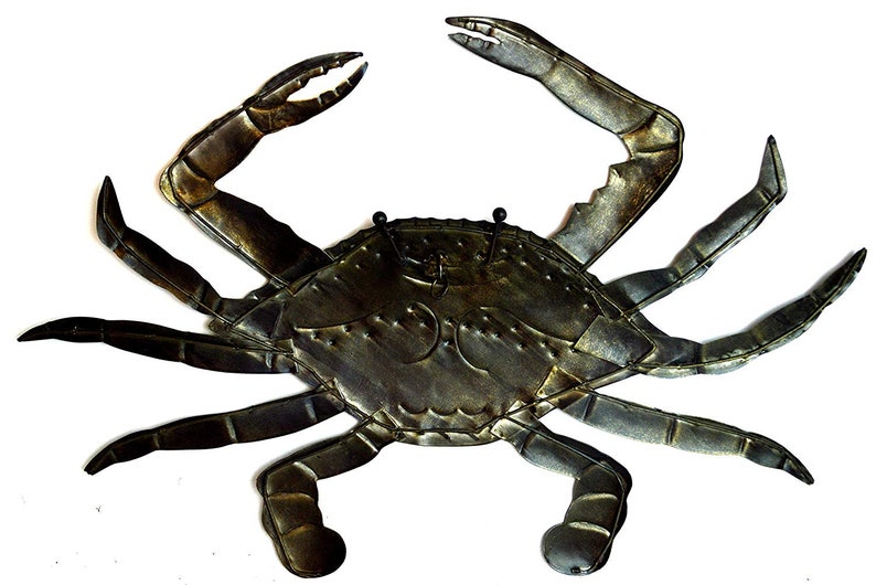 LG Hand Carved Metal Blue CRAB Wall Art Hanging Tropical Etsy