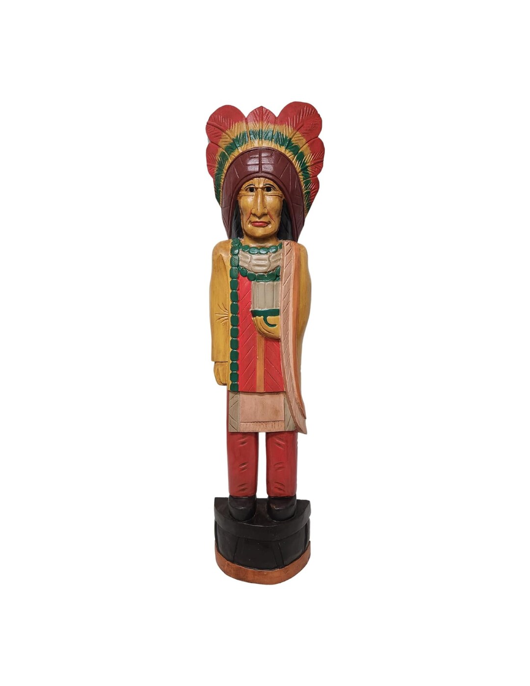 5' CIGAR STORE INDIAN 5 Ft Wooden Sculpture W WOLF Headdress W/Options & Colors