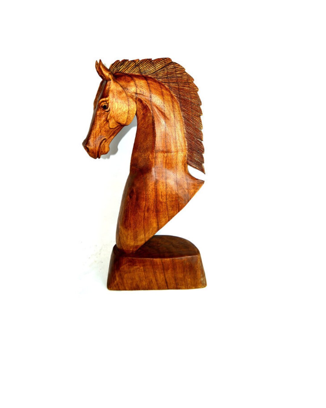 HUGE 20 Hand Carved Wood HORSE Head Bust Sculpture Arabian Mustang