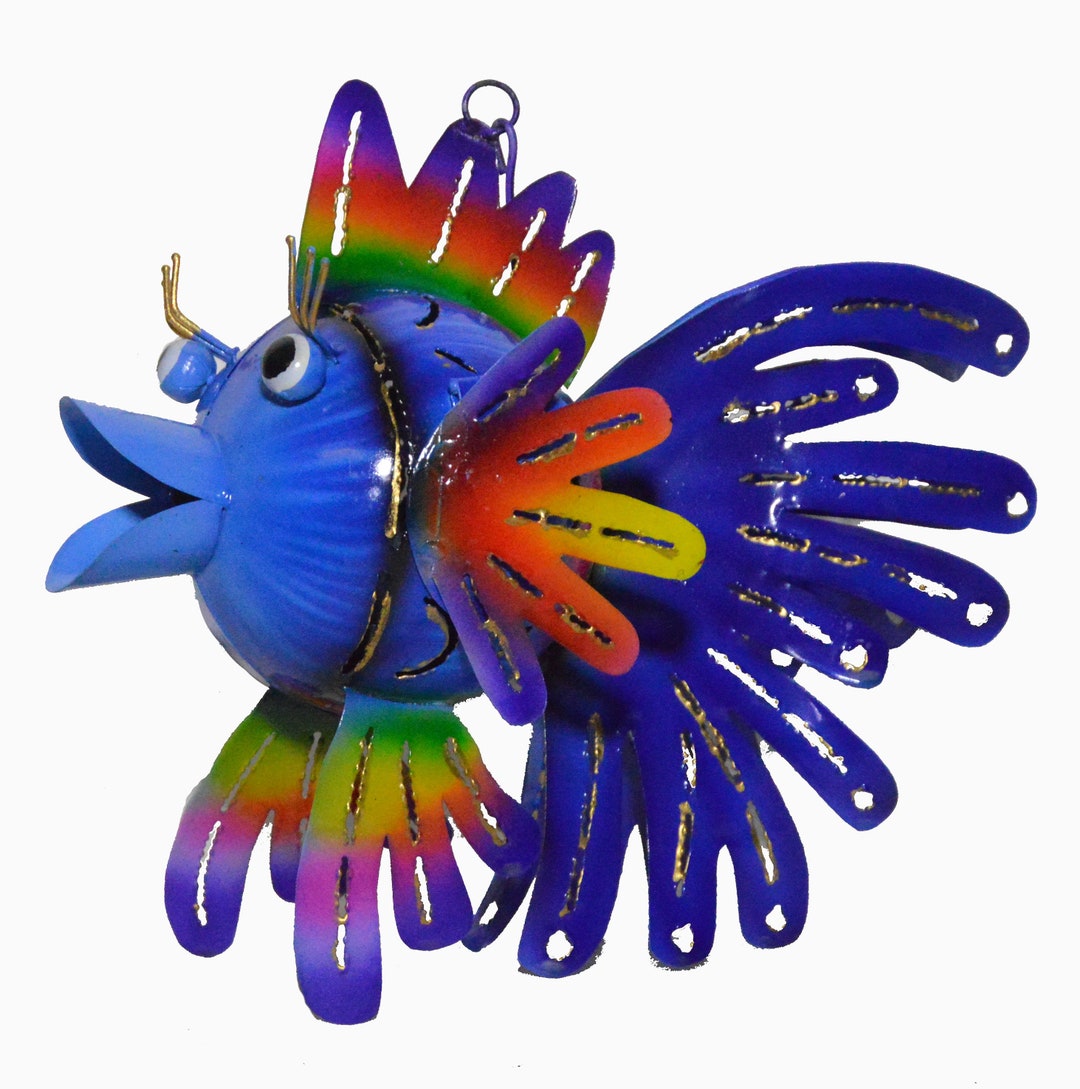 Large Beautiful Metal Hanging or Standing FISH CANDLE HOLDER Tropical