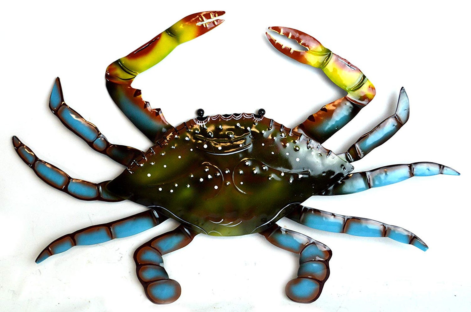 LG Hand Carved Metal Blue CRAB Wall Art Hanging Tropical Etsy