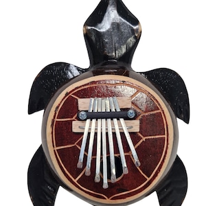 Kalimba Thumb Piano Mbira 7 keys Coconut TURTLE Shell Musical Instrument Aboriginal Dot Design karimba image 3