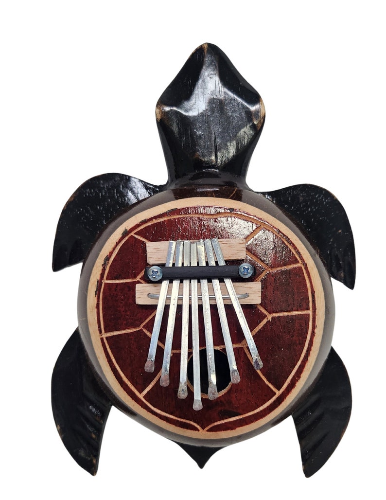 Kalimba Thumb Piano Mbira 7 keys Coconut TURTLE Shell Musical Instrument Aboriginal Dot Design karimba image 3