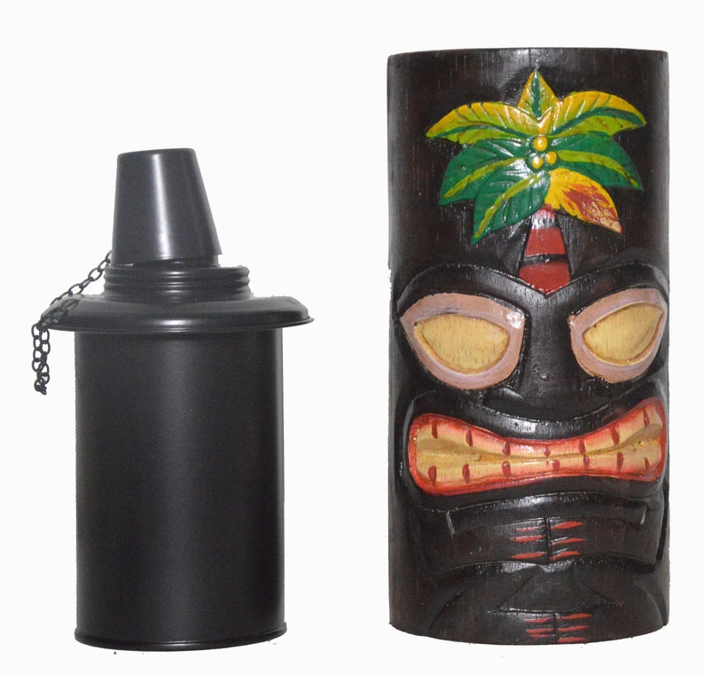 TIKI FACE TORCHES Palm Table Top Handmade Totem Mask Tropical ...