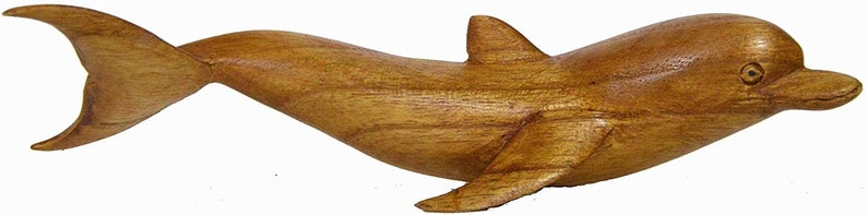 SM Hand Carved Wood DOLPHIN Table Top Carving Sculpture Ocean Sea Nautical Decor