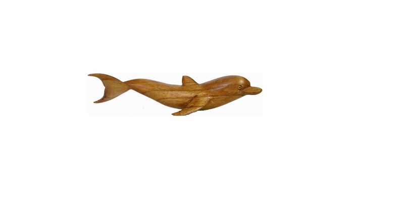 SM Hand Carved Wood DOLPHIN Table Top Carving Sculpture Ocean Sea Nautical Decor
