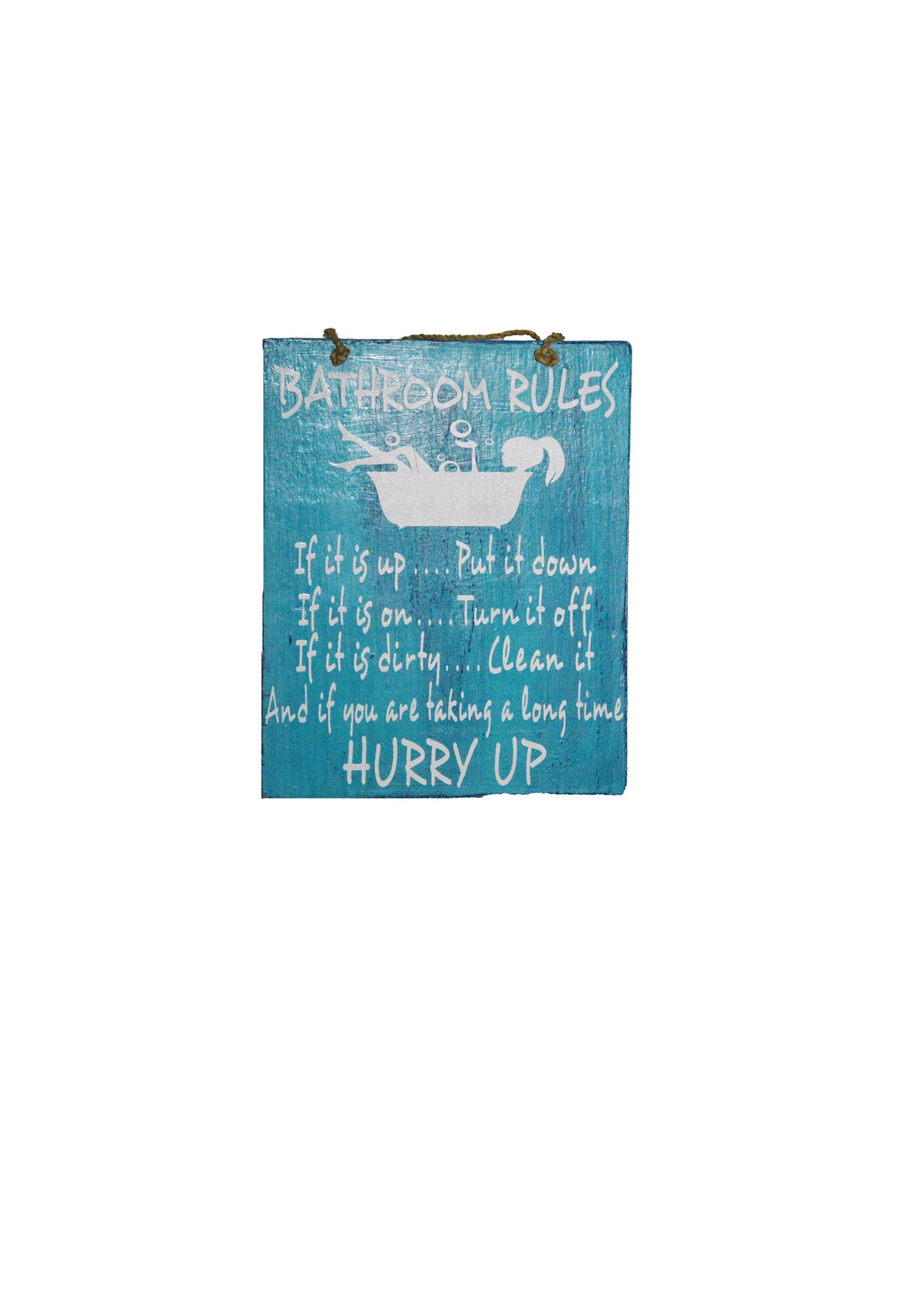 Handmade Wood bathroom Rules Funny Sign Plaque Wall Art Decor Potty ...