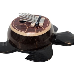 Kalimba Thumb Piano Mbira 7 keys Coconut TURTLE Shell Musical Instrument Aboriginal Dot Design karimba image 2